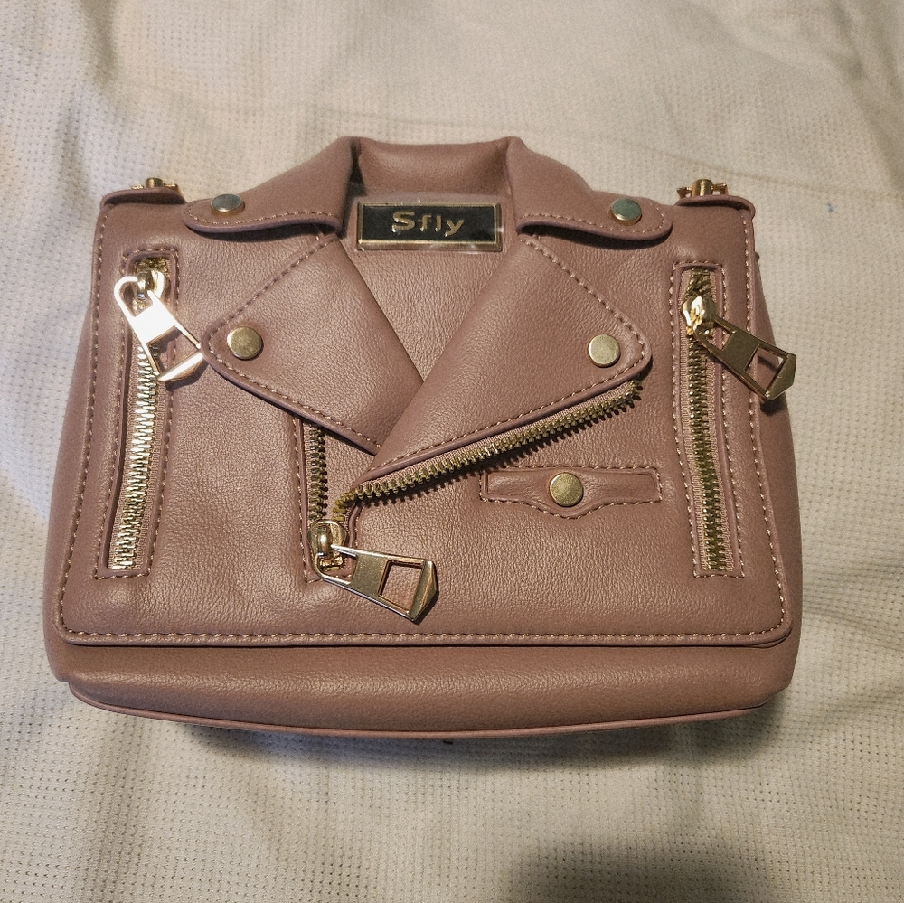 Mauve Leather Jacket Style HandBag